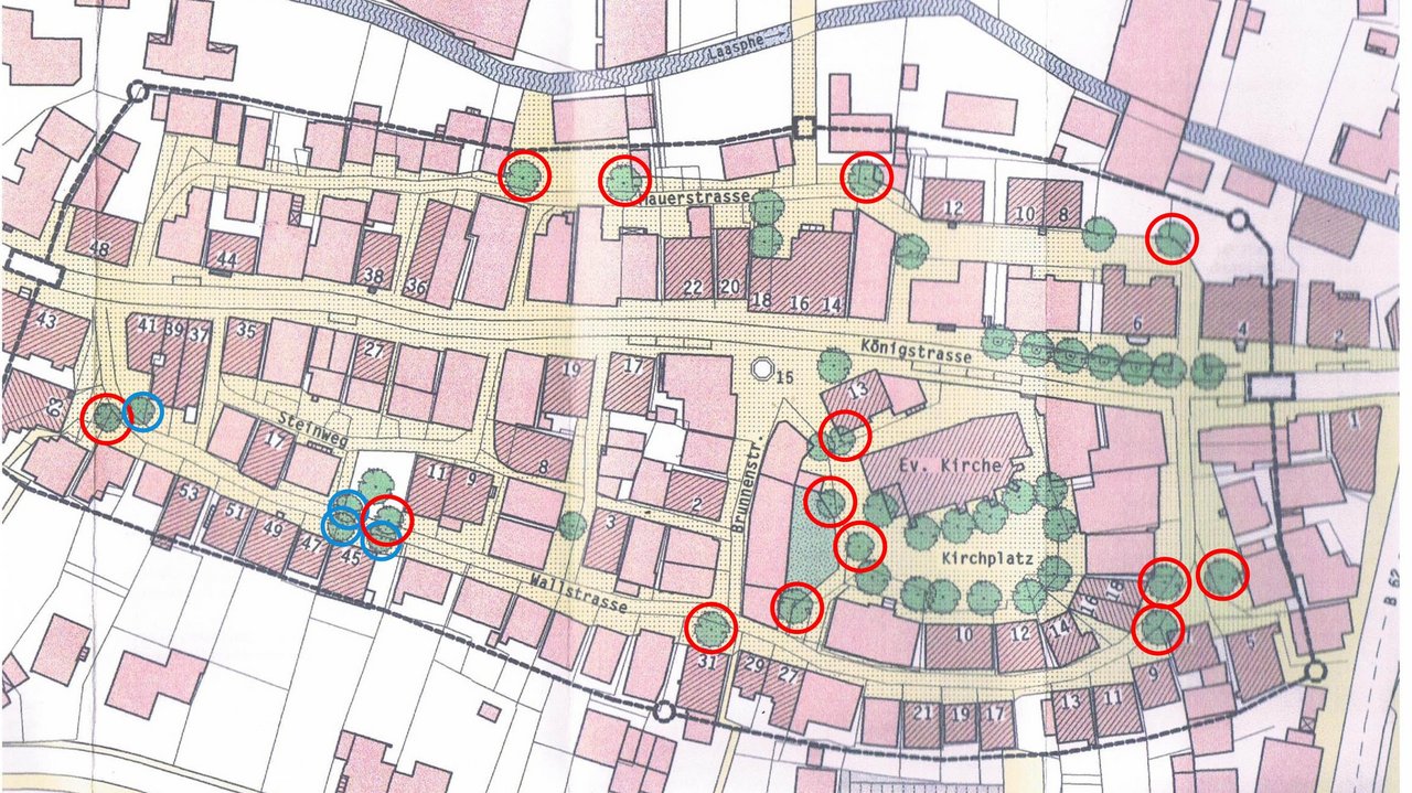 Plan Altstadt Bad Laasphe mit Bäumen