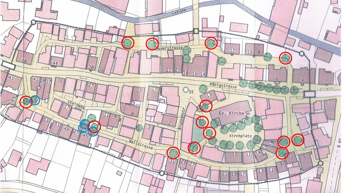 Plan Altstadt Bad Laasphe mit Bäumen